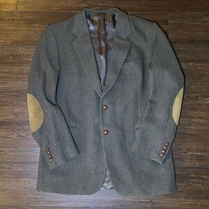 Vintage Boston Traders Men’s 42L Brown Tweed Blazer Wool Elbow Patch Jacket